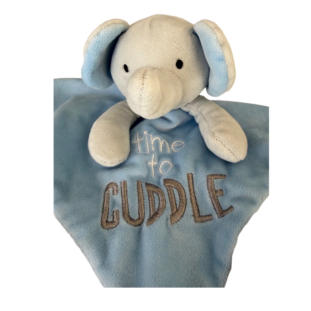 Nursery Rhyme Blue Elephant Lovey Security Blanket Time to Cuddle Satin Trim